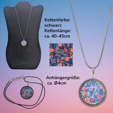 Kette mit Holzanhänger Blumenform