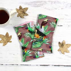 Armstulpen Damen Stoff – buntes Vogelmotiv, warmes Accessoire