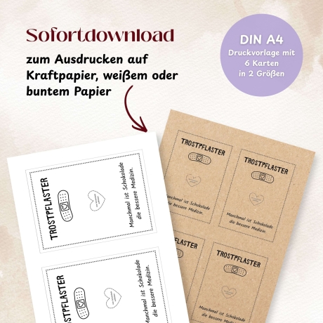Trostpflaster Kärtchen – DIY Geschenk Schokolade PDF
