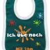 Baby Lätzchen farbiger Saum ICH ÜBE NOCH bedruckt mit Namen