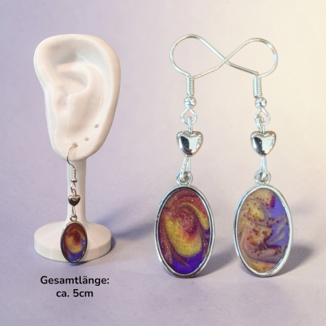 Ohrringe mit Perle und Resinanhänger