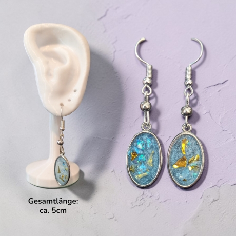 Ohrringe mit Perle und Resinanhänger