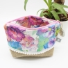 Universal-/Kosmetiktasche Blumen Bunt Canvas Jute Unikat