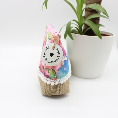 Universal-/Kosmetiktasche Blumen Bunt Canvas Jute Unikat