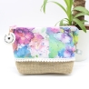 Universal-/Kosmetiktasche Blumen Bunt Canvas Jute Unikat
