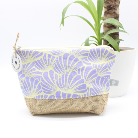 Universal-/Kosmetiktasche Muscheln Pastell Canvas Jute Unikat