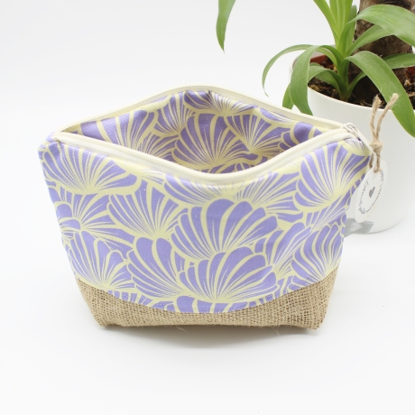Universal-/Kosmetiktasche Muscheln Pastell Canvas Jute Unikat