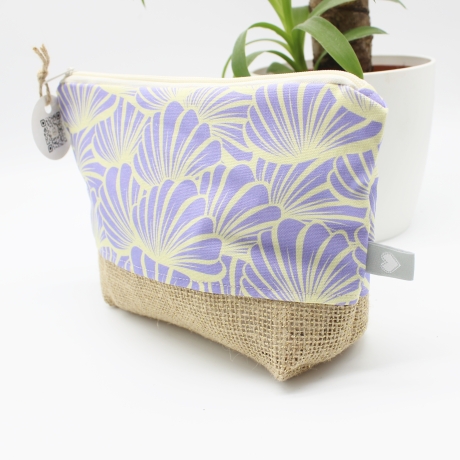 Universal-/Kosmetiktasche Muscheln Pastell Canvas Jute Unikat