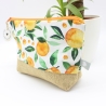 Universal-/Kosmetiktasche Orangen Sommerlich Canvas Jute Unikat