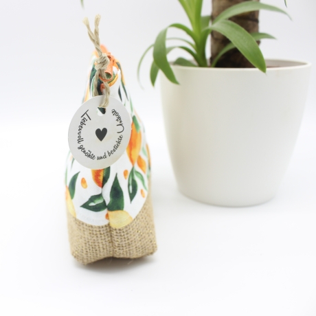 Universal-/Kosmetiktasche Orangen Sommerlich Canvas Jute Unikat