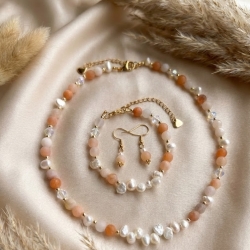 Schmuckset  Aventurin Süßwasserperlen