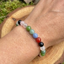 Edelstein Armband 6 mm – Naturstein‑Mix bunt, elastisch, 12–20 cm