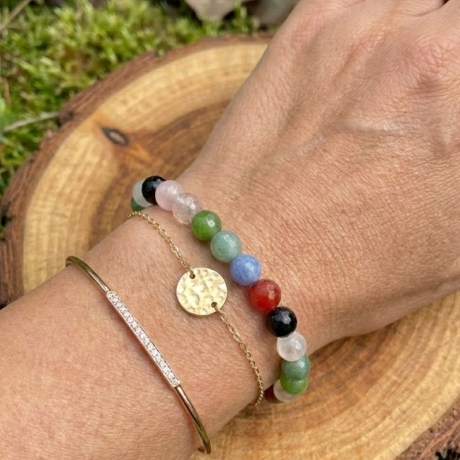 Edelstein Armband 6 mm – Naturstein‑Mix bunt, elastisch, 12–20 cm