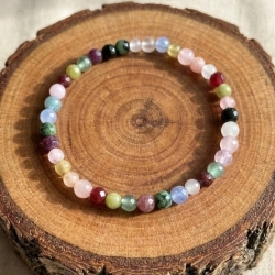 Edelstein Armband 4 mm – Naturstein‑Mix bunt, elastisch, 15–19 cm