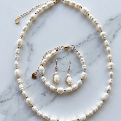 Perlenschmuck Set Damen – echte Süßwasserperlen