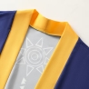 Herren-Kimono, Handarbeit, blau-gelb mit Motiv, neu, kurz