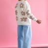 Oversize Strickjacke Wolle Cardigan Blumen Strickweste S-XL