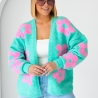Oversize Strickjacke Wolle Cardigan Blumen Strickweste S-XL