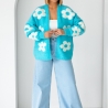 Oversize Strickjacke Wolle Cardigan Blumen Strickweste S-XL