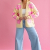 Oversize Strickjacke Wolle Cardigan Blumen Strickweste S-XL
