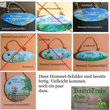 Gartenschild - Bin im Garten mit den Hummeln bummeln - Türscheibe