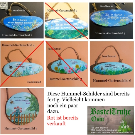 Gartenschild - Wir sind im Garten mit den Hummeln bum - Türschild