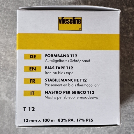 Vlieseline Formband T 12 weiß, 1,2 cm breit, Nahtband, Bügelband