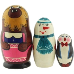 3-er Matroschka Bär, Schneemann/ Pinguin, 11 cm, Holz 3-er Matroschka Bär, Schneemann/ Pinguin, 11 cm, Holz