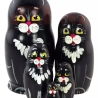5-er Matroschka Tiere schwarzer Kater, 10 cm, VT 3