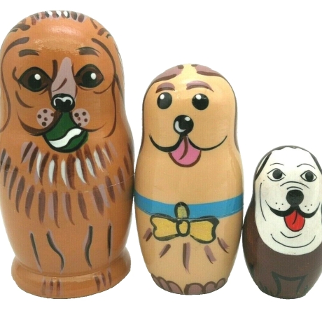 5-er Matroschka Tiere Hundefamilie, 10 cm, neu, VT 6