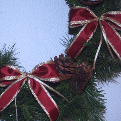 4 x Dekoschleife rot-gold, Weihnachtsschleife für Baum - Geschenk