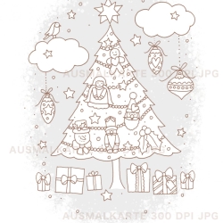 Druckvorlage Ausmalkarte Tannenbaum
