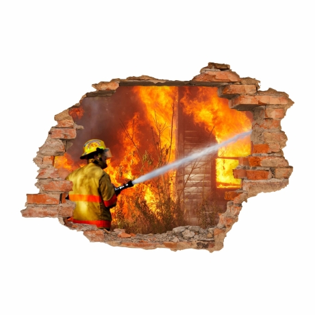 054 Wandtattoo Feuerwehrmann - Loch in der Wand Feuerwehr