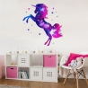 163 Wandtattoo Einhorn pink lila Sterne 600 x 600 mm