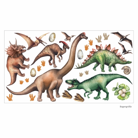167 Wandtattoo Dinosaurier T-Rex, Triceratops, Stegosaurus