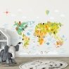 173 Wandtattoo Weltkarte mit Tieren - Kinderzimmer 960 x 660 mm