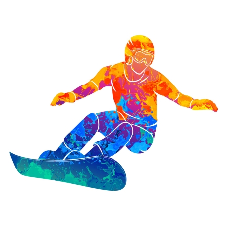 185 Wandtattoo Snowboarder bunt 370 x 500 mm