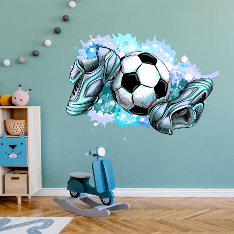 187 Wandtattoo Fussballschuhe und Ball