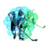 191 Wandtattoo Eishockey Spieler grün blau 750 x 680 mm