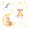 192 Wandtattoo Maus mit Mond und Wolke Aquarell Regenbogen