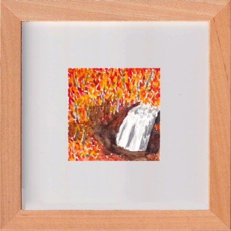 Wasserfall im Herbstwald Miniaturbild 6 x 6 Aquarell