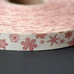 1m Borte / Webband Baumwolle Schneeflocken 15 mm Baumwollband
