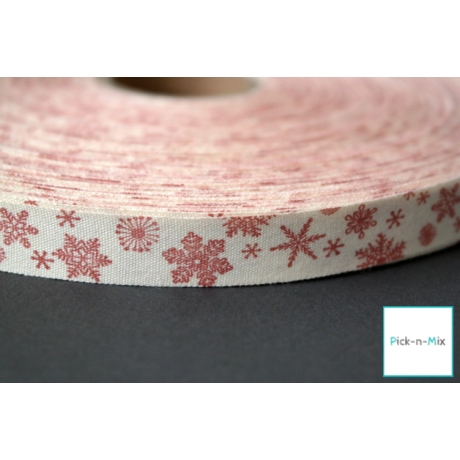 1m Borte / Webband Baumwolle Schneeflocken 15 mm Baumwollband