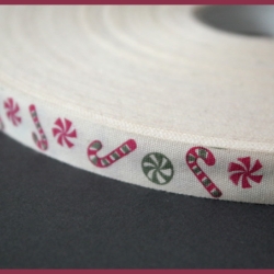 1m Borte / Webband Baumwolle Zuckerstange 15mm Baumwollband