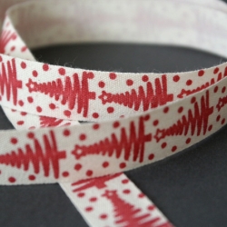 1m Borte / Webband Baumwolle Tannenbaum 15mm Baumwollband