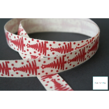 1m Borte / Webband Baumwolle Tannenbaum 15mm Baumwollband