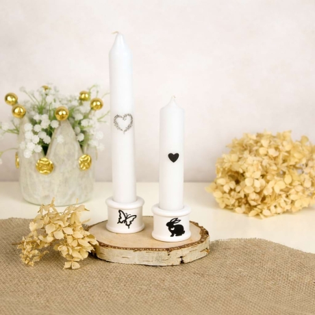 Kerzenhalter Stabkerzen Weiß Keramikoptik – Tischdeko zu Ostern