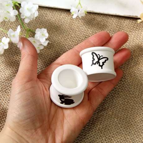 Kerzenhalter Stabkerzen Weiß Keramikoptik – Tischdeko zu Ostern