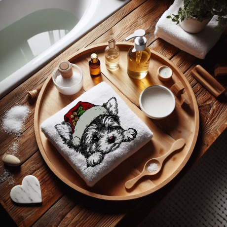 NEU Stickdatei Yorkshire Terrier Welpe Weihnachtsmütze 