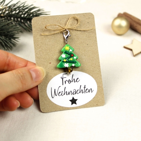 Kleines Weihnachtsgeschenk – Glas Tannenbaum Anhänger auf Karte